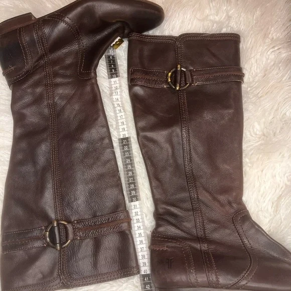 Frye Dark Brown Over the Knee Leather Boots - Picture 5 of 10